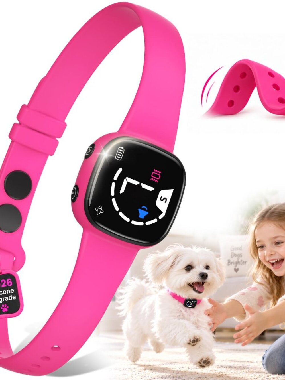 NEW No Bark Collar with Silicone Strap No-harm Dog for Small Medium Large Dogs